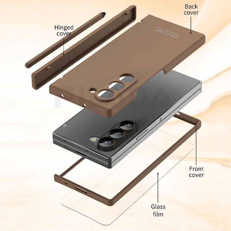 Калъф FW Full Body Hinge Liquid Silicone Samsung Z Fold 6 + S-Pen /кафяв/ – снимка 2