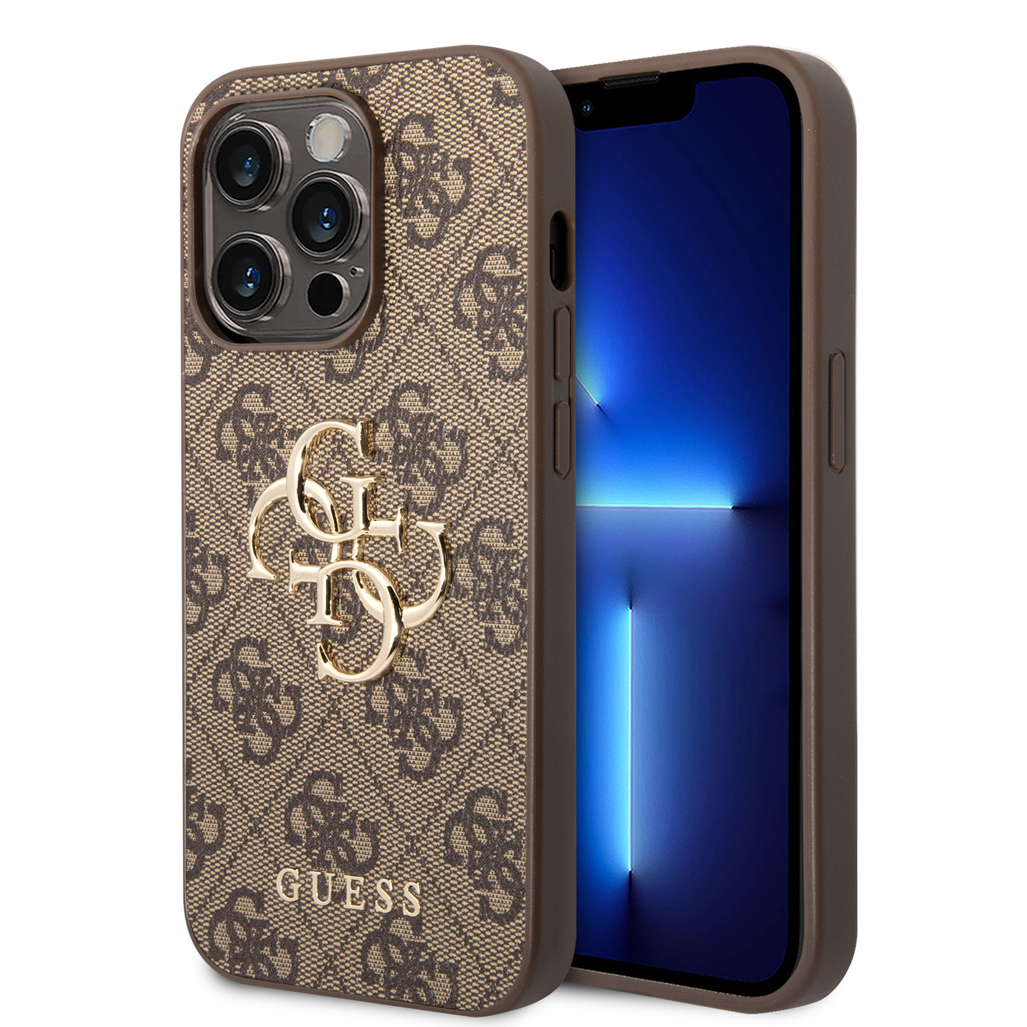 GUESS Калъф Apple iPhone 15 Pro Max, PU 4G Metal Logo Case, кафяв - GUHCP15X4GMGBR