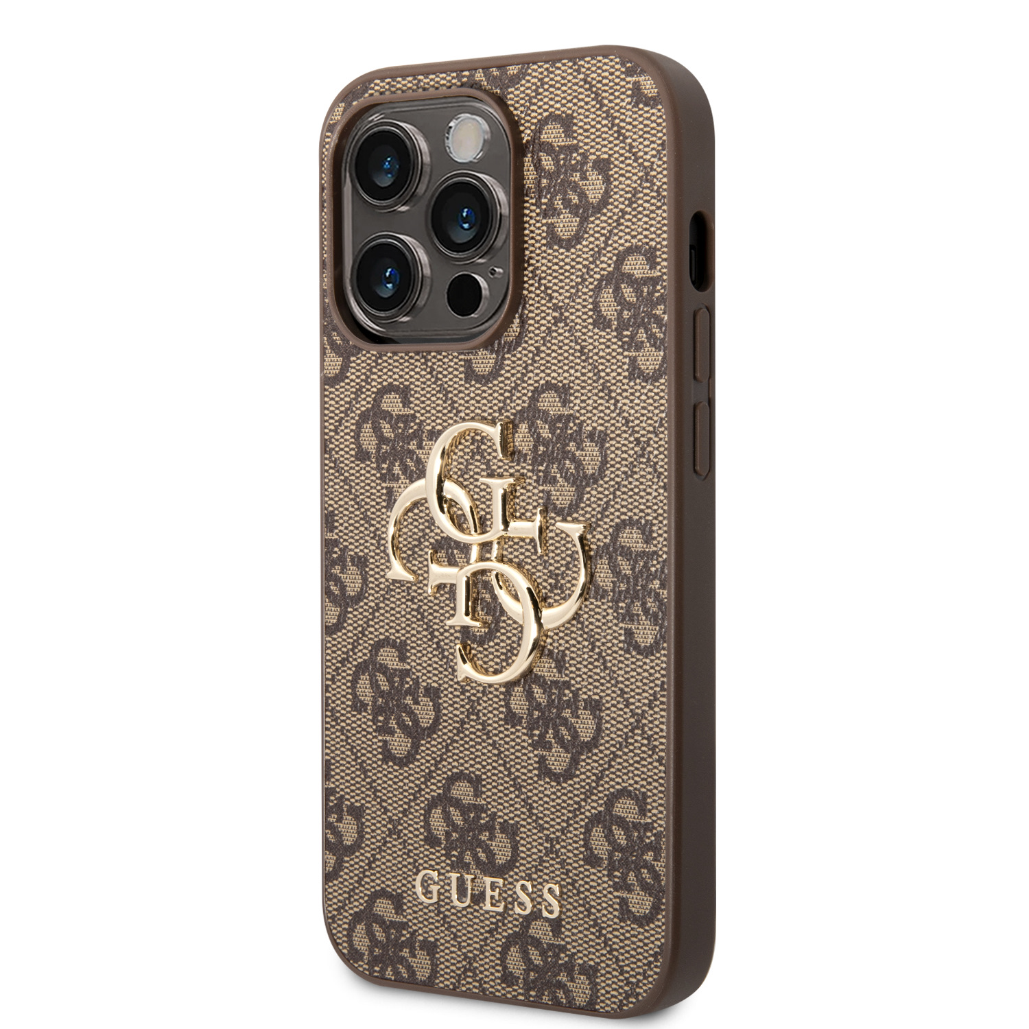 GUESS Калъф Apple iPhone 15 Pro Max, PU 4G Metal Logo Case, кафяв - GUHCP15X4GMGBR – снимка 2