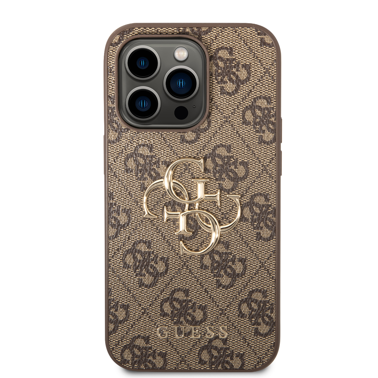 GUESS Калъф Apple iPhone 15 Pro Max, PU 4G Metal Logo Case, кафяв - GUHCP15X4GMGBR – снимка 3