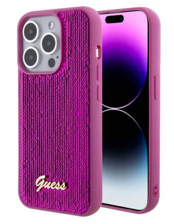 GUESS Калъф Apple iPhone 15 Pro Max, Sequin Script Logo, лилав - GUHCP15XPSFDGSF