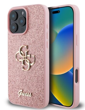 GUESS Калъф Apple iPhone 15 Pro, PU 4G Metal Logo, розов - GUHCP15L4GMGPI