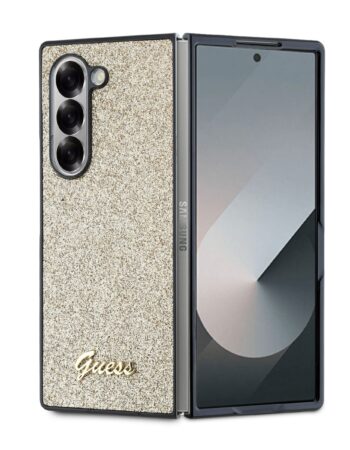 GUESS Калъф Samsung Z Fold 6, PC/TPU Glitter Flakes Metal Logo, златен - GUHCZFD6HGGSHD