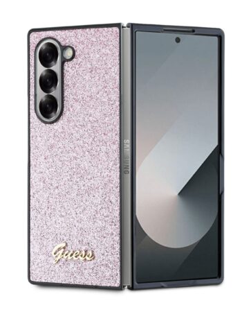 GUESS Калъф Samsung Z Fold 6, PC/TPU Glitter Flakes Metal Logo, розов - GUHCZFD6HGGSHP
