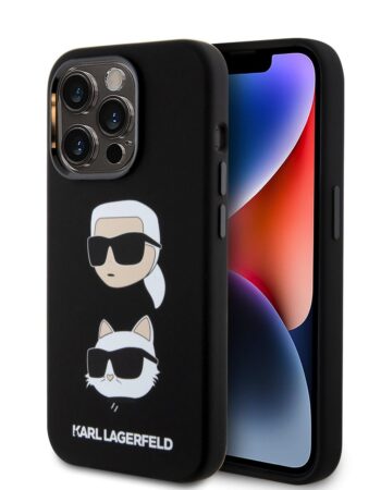 Karl Lagerfeld Калъф Apple iPhone 15 Pro, Liquid Silicone K/C Heads - KLHCP15LSDHKCNK