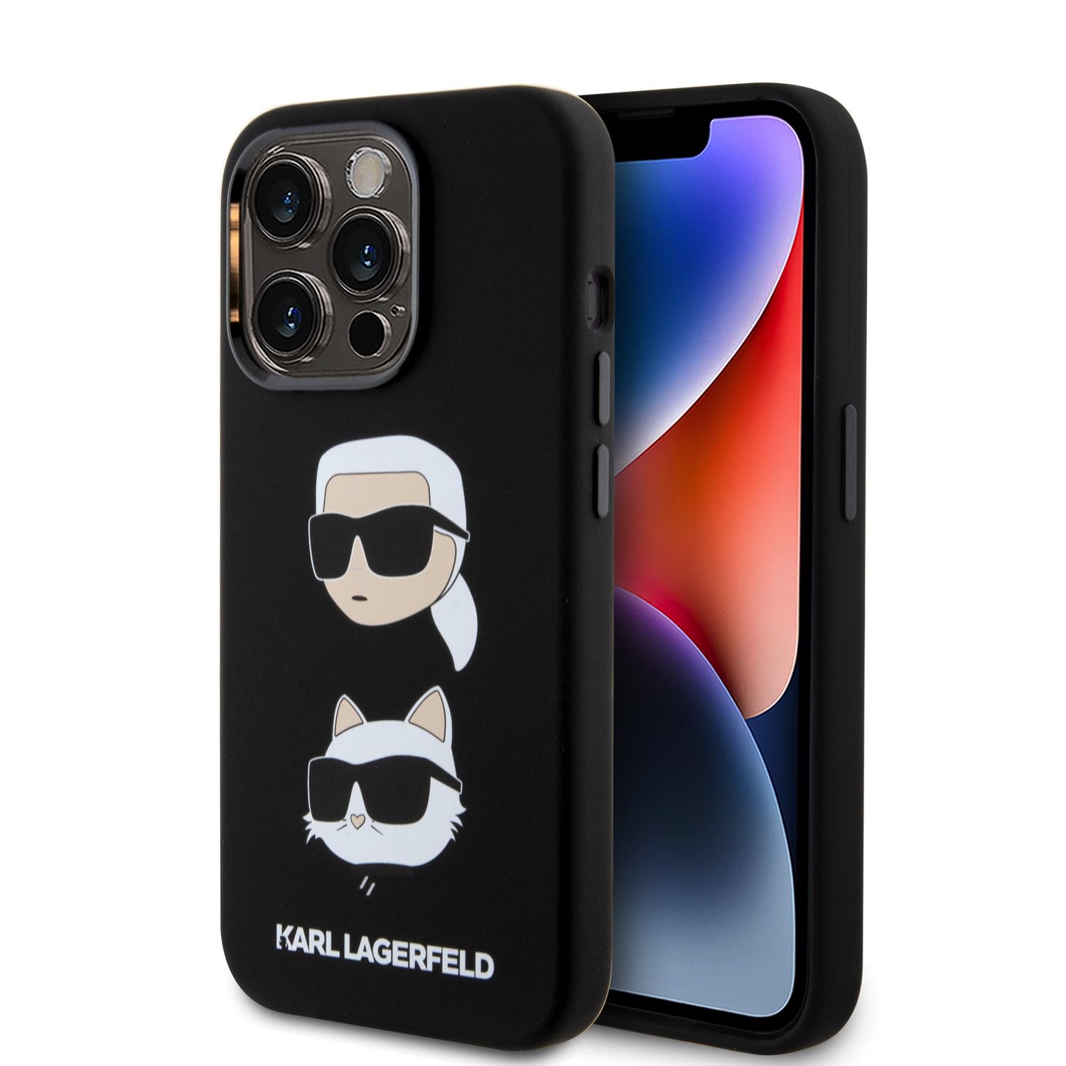 Karl Lagerfeld Калъф Apple iPhone 15 Pro, Liquid Silicone K/C Heads - KLHCP15LSDHKCNK