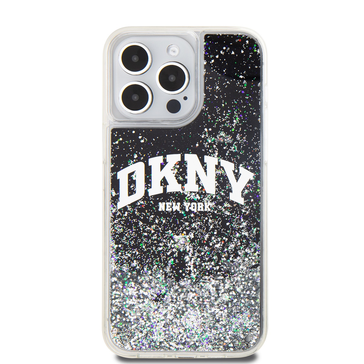 DKNY Калъф Apple iPhone 15 Pro, Liquid Glitter Arch Logo, черен - DKHCP15LLBNAEK – снимка 3