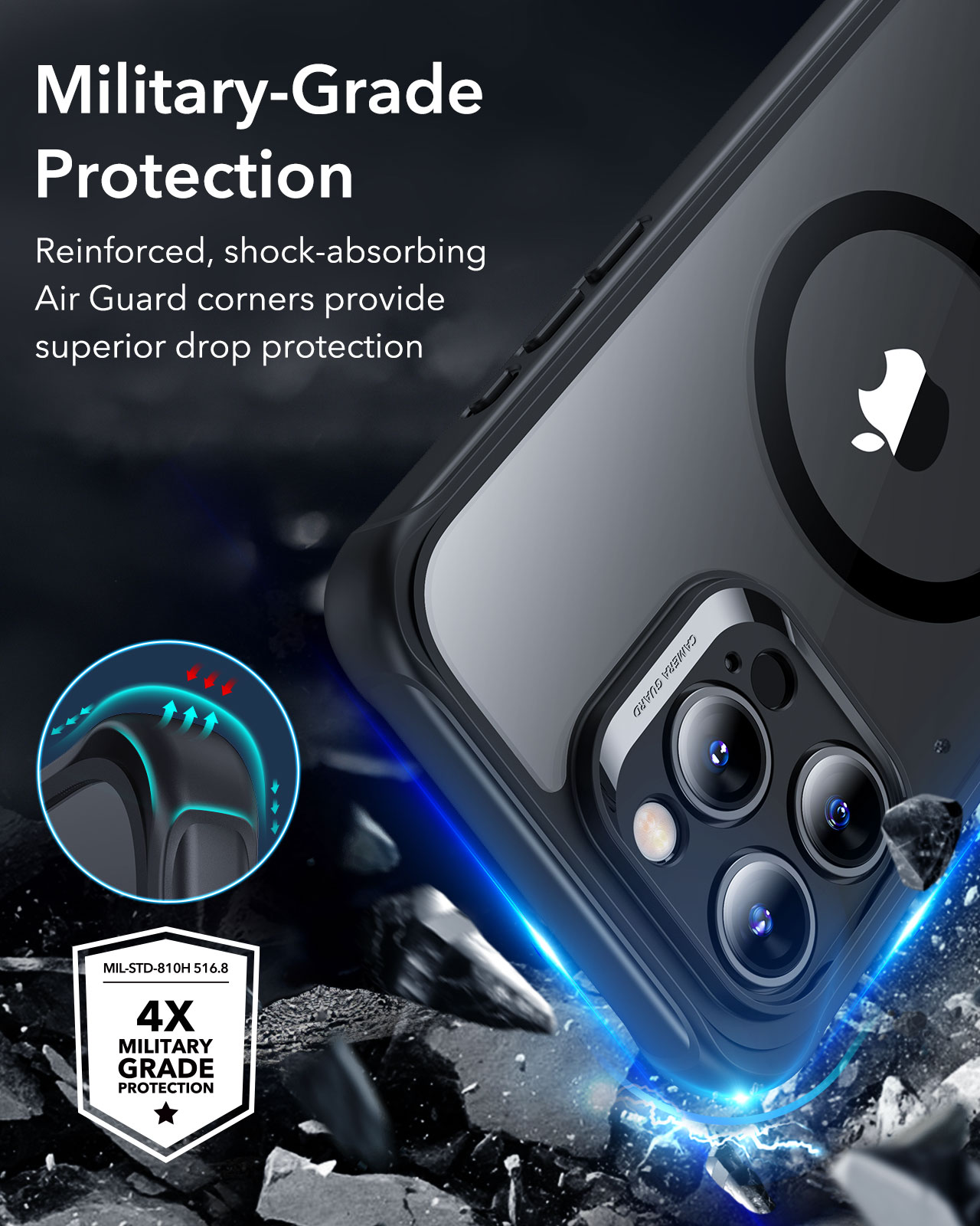 ESR Калъф Armor Tough 360 iPhone 16 Pro Max, MagSafe /матово черен/ Amazon Pack – снимка 2