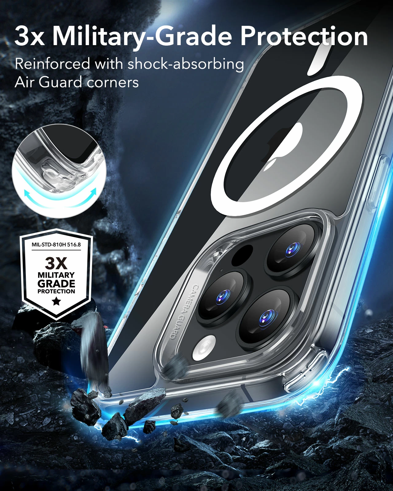 ESR Калъф Classic Hybrid iPhone 16 Pro Max, MagSafe /прозрачен,блестящ/ Amazon Pack – снимка 3