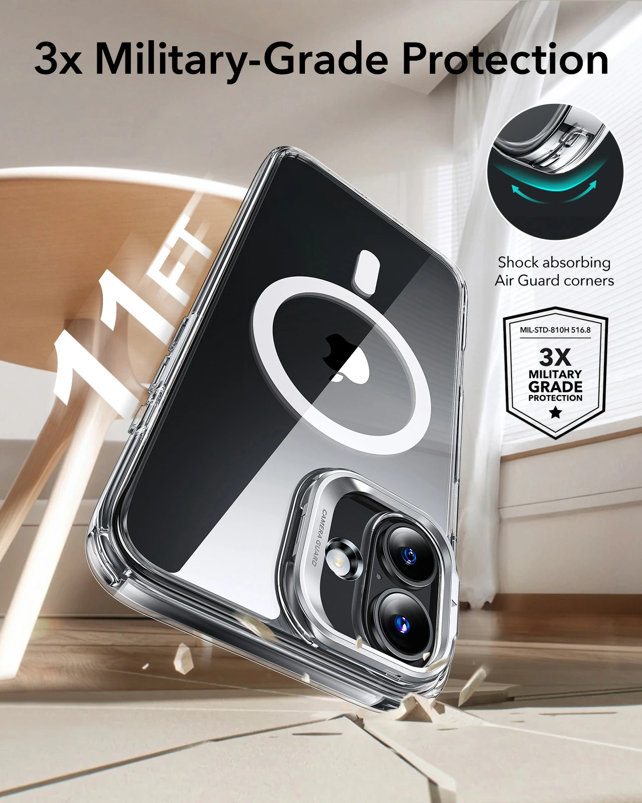 ESR Калъф Classic Hybrid със стойка, iPhone 16, MagSafe /матово черен/ – снимка 2