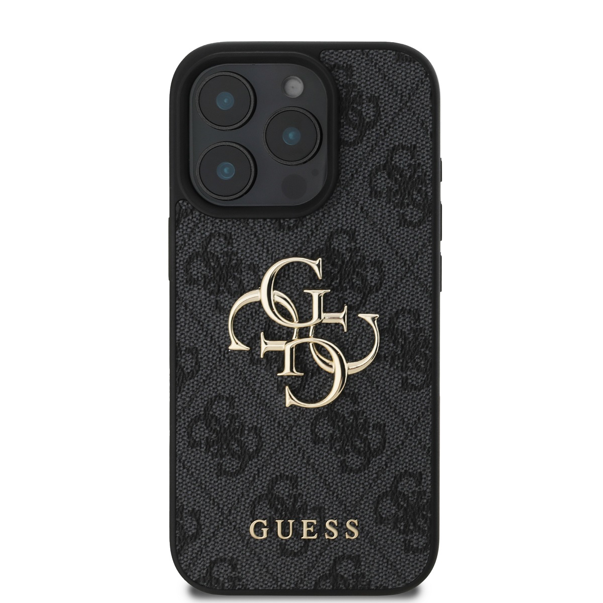 GUESS Калъф Apple iPhone 16 Pro Max, PU 4G Metal Logo, сив - GUHCP16X4GMGGR – снимка 2