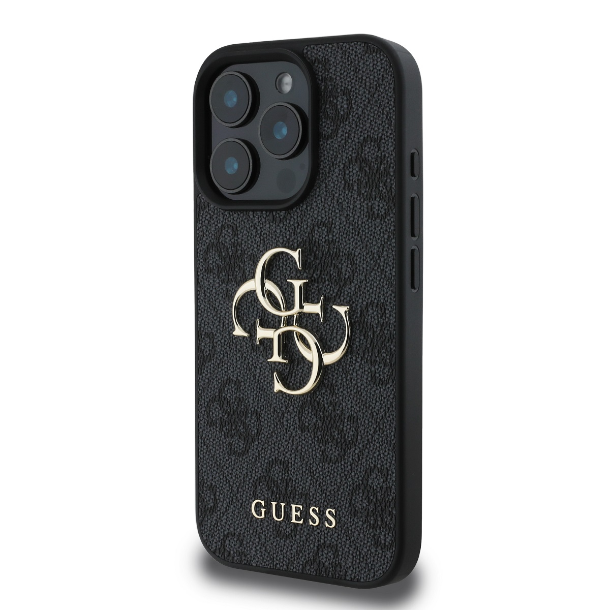 GUESS Калъф Apple iPhone 16 Pro Max, PU 4G Metal Logo, сив - GUHCP16X4GMGGR – снимка 3