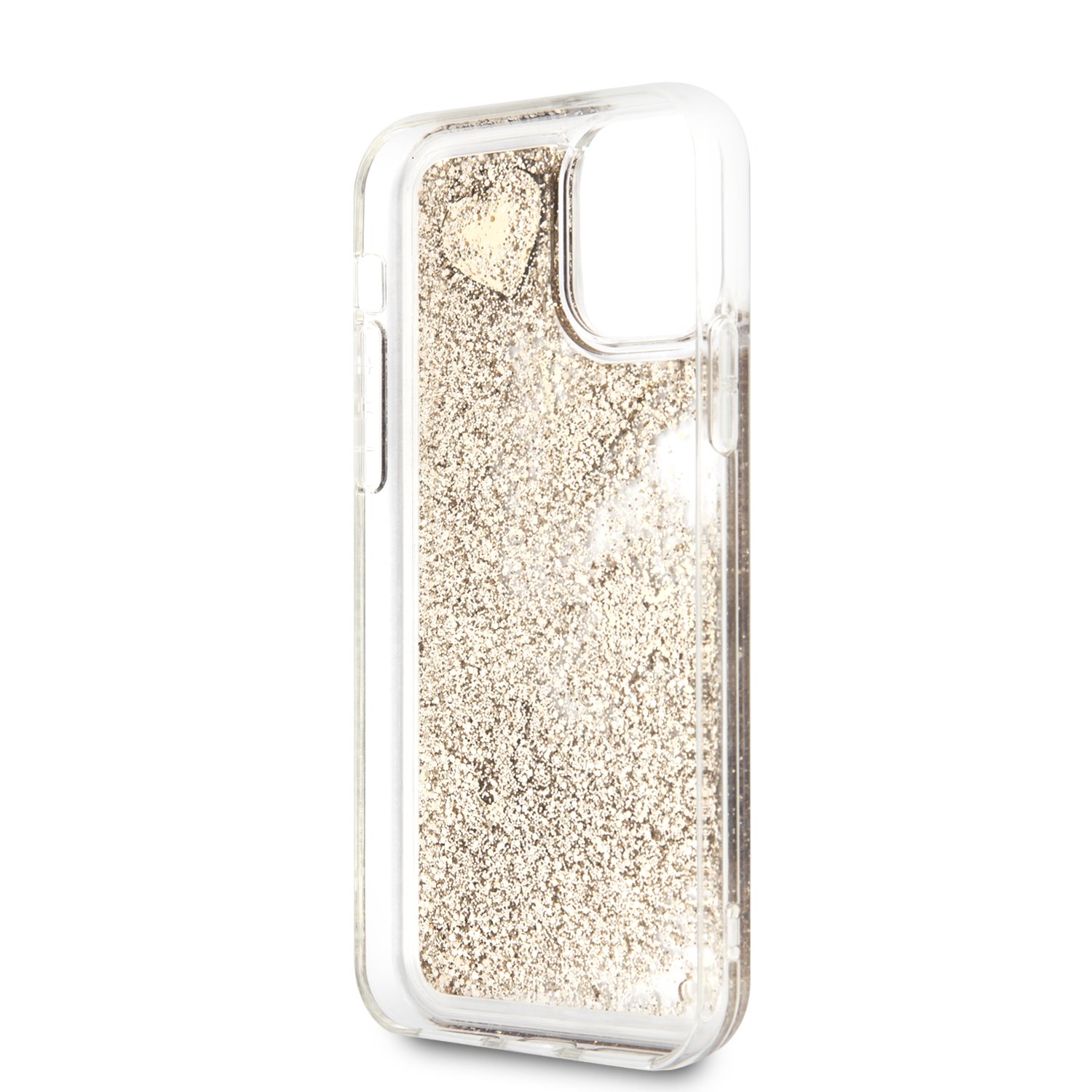 GUESS Калъф Apple iPhone 11, Glitter Hearts, златен - GUHCN61GLHFLGO – снимка 3