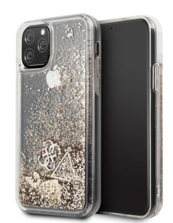 GUESS Калъф Apple iPhone 11, Glitter Hearts, златен - GUHCN61GLHFLGO