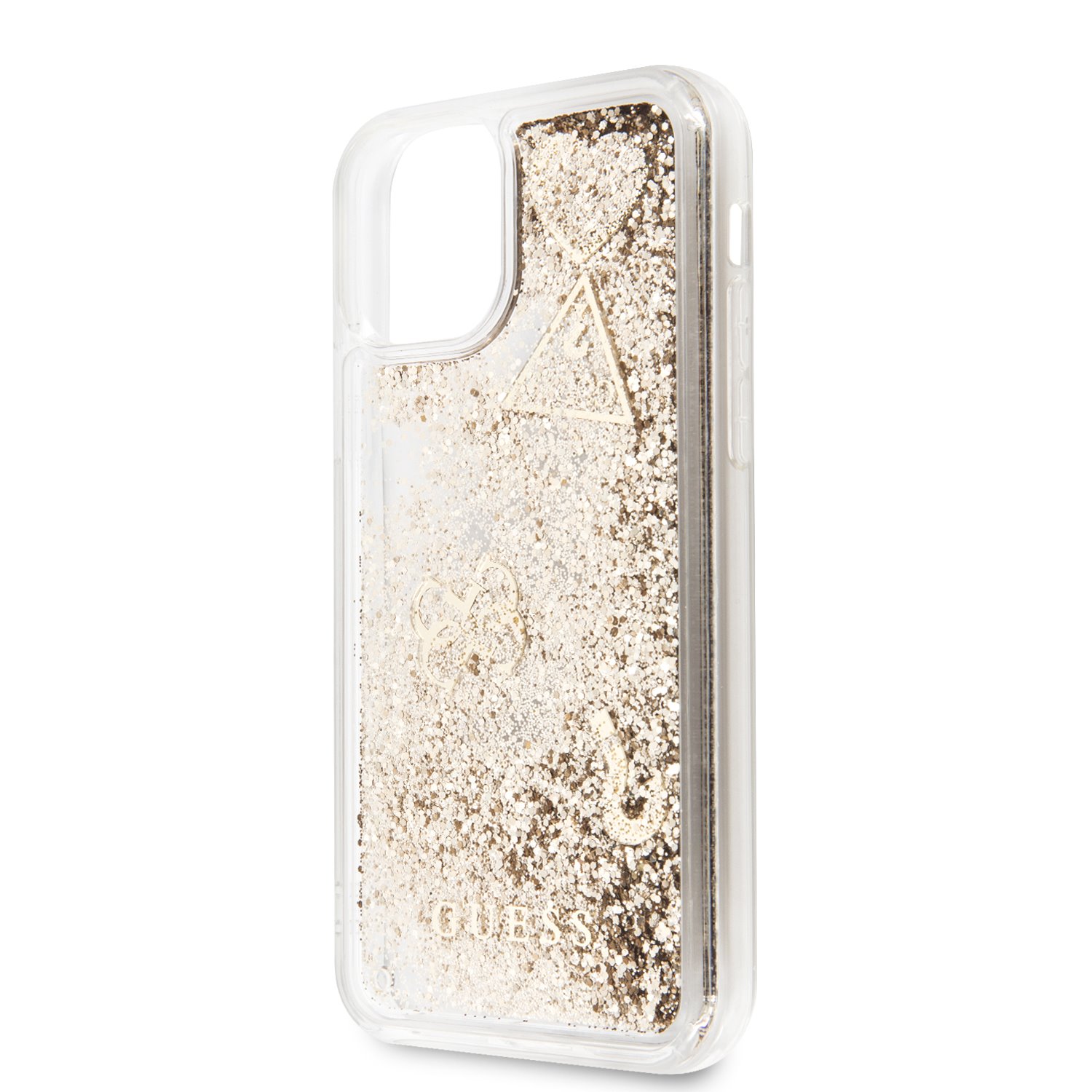 GUESS Калъф Apple iPhone 11, Glitter Hearts, златен - GUHCN61GLHFLGO – снимка 2
