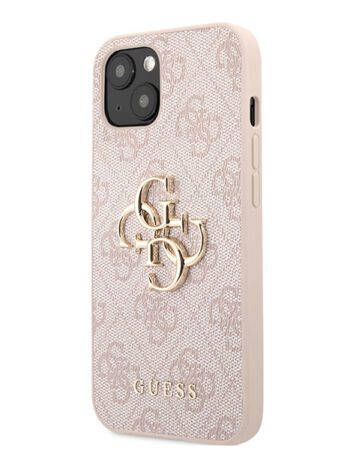 GUESS Калъф Apple iPhone 14 Pro, Metal Logo, розов - GUHCP14L4GMGPI