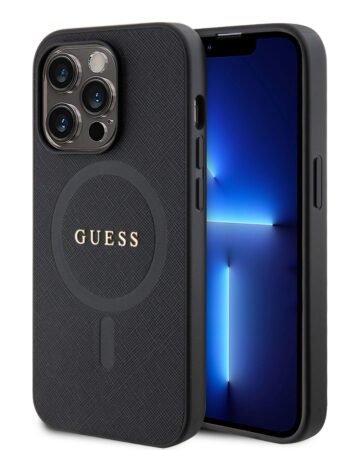 GUESS Калъф Apple iPhone 15 Pro Max, PU Saffiano MagSafe, черен - GUHMP15XPSAHMCK