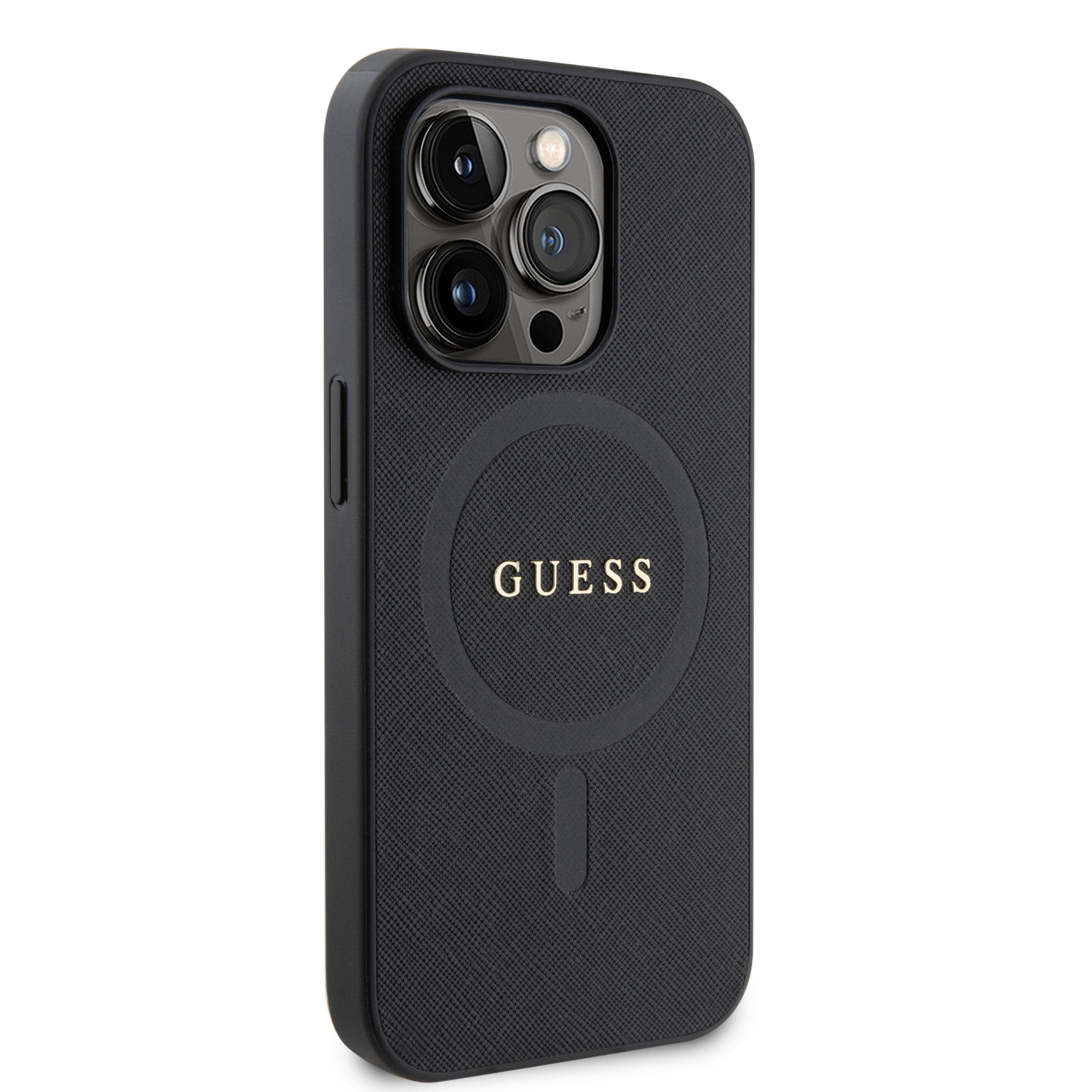GUESS Калъф Apple iPhone 15 Pro Max, PU Saffiano MagSafe, черен - GUHMP15XPSAHMCK – снимка 2