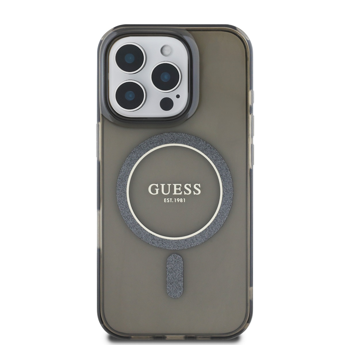 GUESS Калъф Apple iPhone 16 Pro Max, IML Glitter Ring MagSafe, черен - GUHMP16XHFGEREK – снимка 2