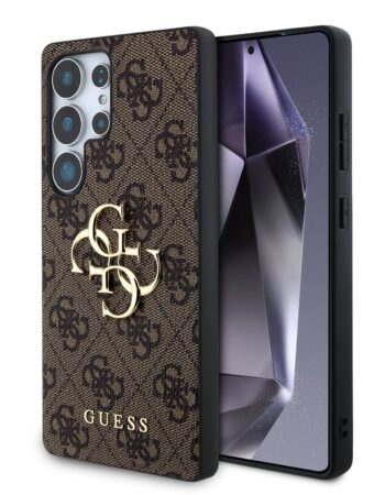 GUESS Калъф Samsung S25 Ultra, PU 4G Metal Logo, кафяв - GUHCS25L4GMGBR