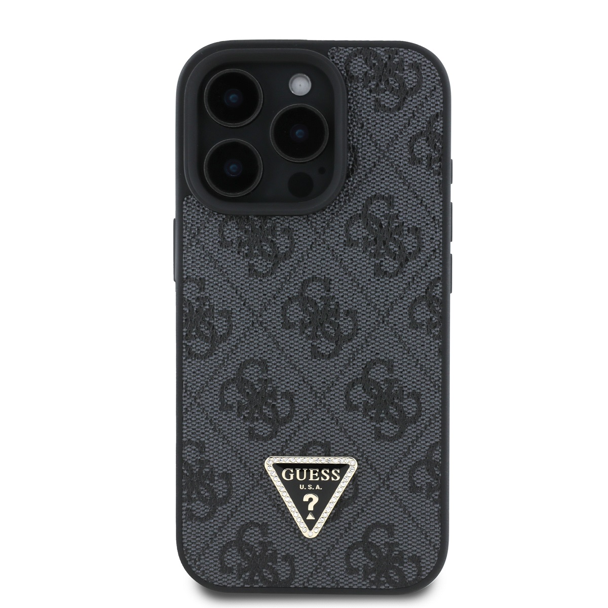 GUESS Калъф Apple iPhone 16 Pro, PU 4G Strass Triangle Metal Logo, черен - GUHCP16LP4TDPK – снимка 2