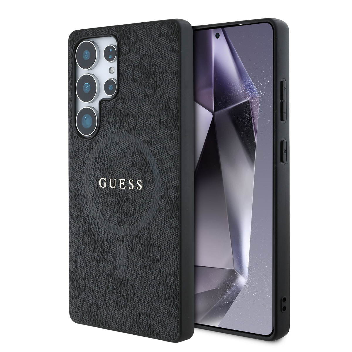 Калъф Guess GUHMS25LG4GFRK Samsung S25 Ultra PU Leather 4G Colored Ring MagSafe Black