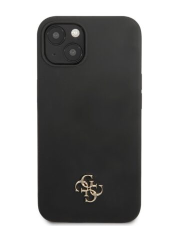 GUESS Калъф Apple iPhone 13 Pro, 4G Silicone Metal Logo, черен - GUHCP13LS4LK