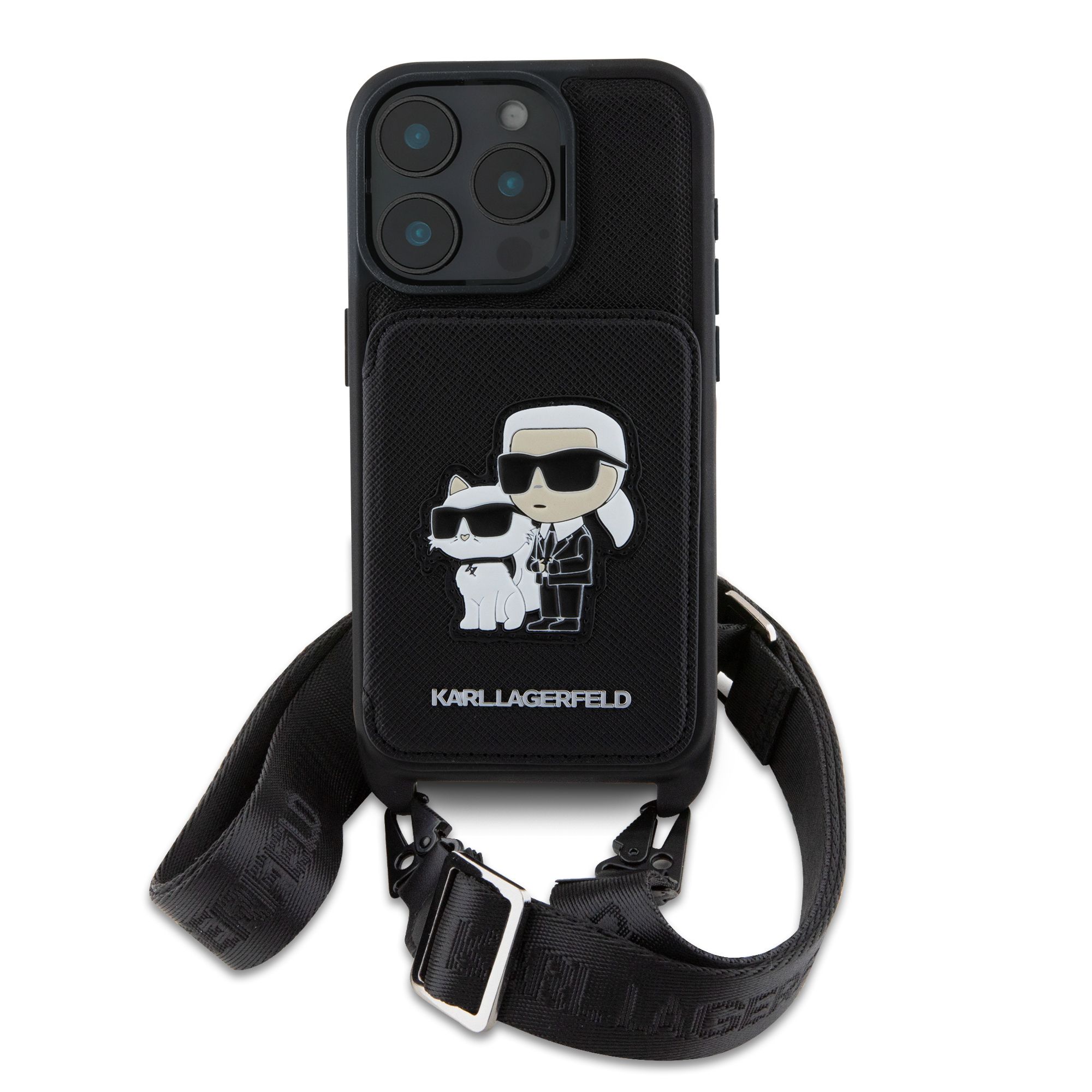Karl Lagerfeld Калъф Apple iPhone 16 Pro, Saffiano Crossbody Strap K/C /черен/ - KLHCP16LCSAKCPMK – снимка 2