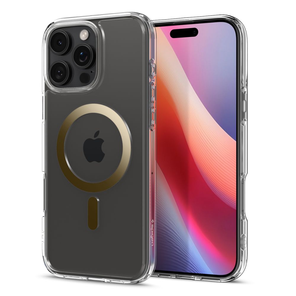 SPIGEN Калъф Ultra Hybrid Apple iPhone 16 Pro Max, MagSafe /прозрачен, златист ринг/ - ACS08001