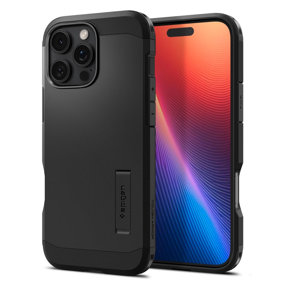 SPIGEN Калъф Tough Armor със стойка, Apple iPhone 16 Pro Max, MagSafe /черен/ - ACS08013