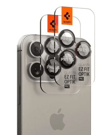 SPIGEN Camera Lens Optik Pro Glass tR.Ez Fit L-Series Apple iPhone 16 Pro/16 Pro Max, SET 2бр. /черни + червено/ - AGL05217