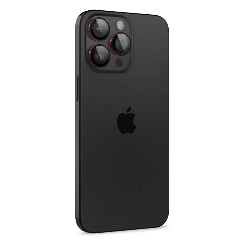 SPIGEN Camera Lens Optik Pro Glass tR.Ez Fit L-Series Apple iPhone 16 Pro/16 Pro Max, SET 2бр. /черни + червено/ - AGL05217 – снимка 3