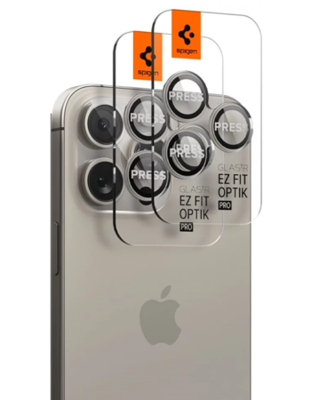 SPIGEN Camera Lens Optik Pro Glass tR.Ez Fit Apple iPhone 17/16/15 Pro/ 17/16/15 Pro Max SET 2бр. /титаниеви/ - AGL07163
