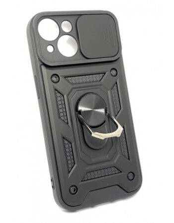 Удароустойчив Кейс с Ring, Car, Slide Camera Cover iPhone 15 - Черен