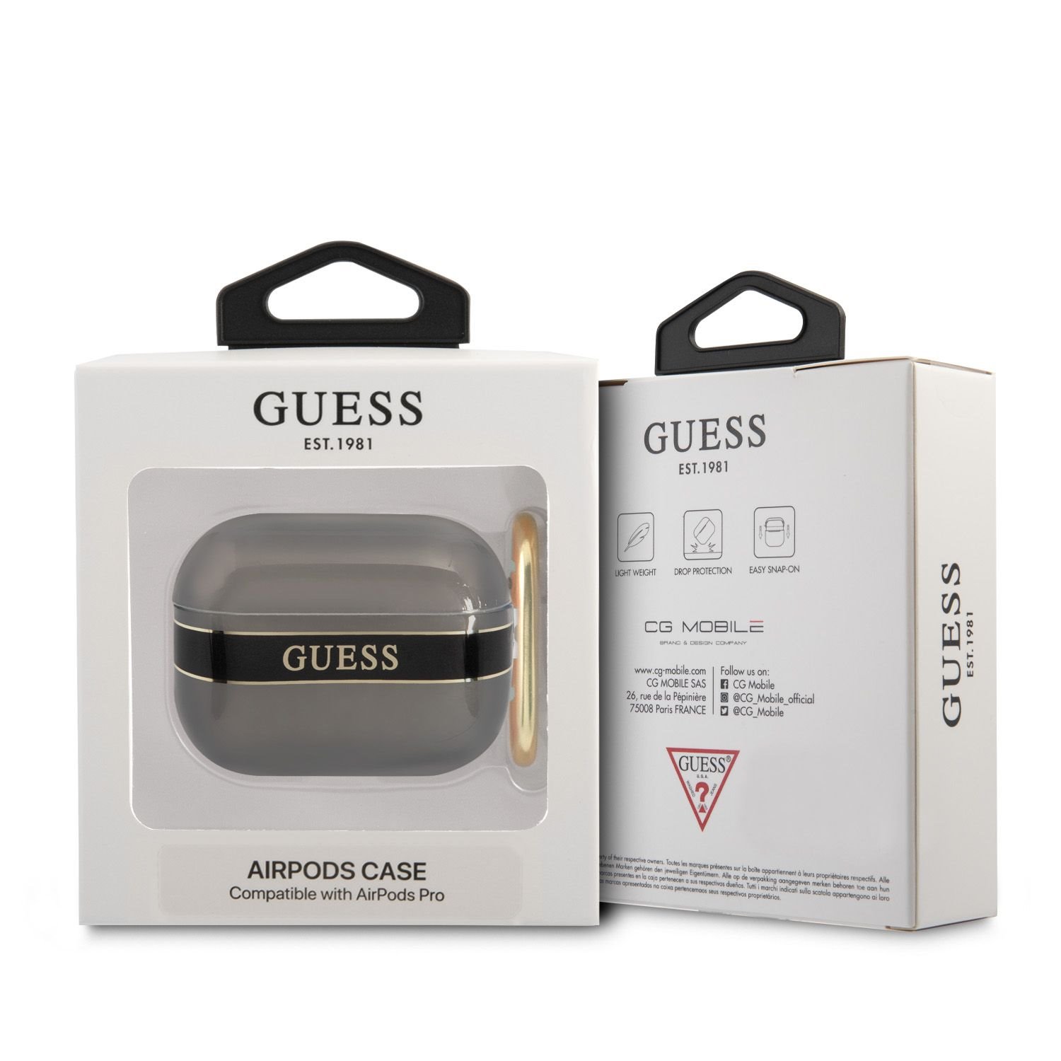 GUESS Калъф AirPods Pro, TPU Printed Stripe, черен - GUAPHHTSK