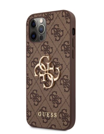GUESS Калъф Apple iPhone 14 Pro Max, Metal Logo, кафяв - GUHCP14X4GMGBR