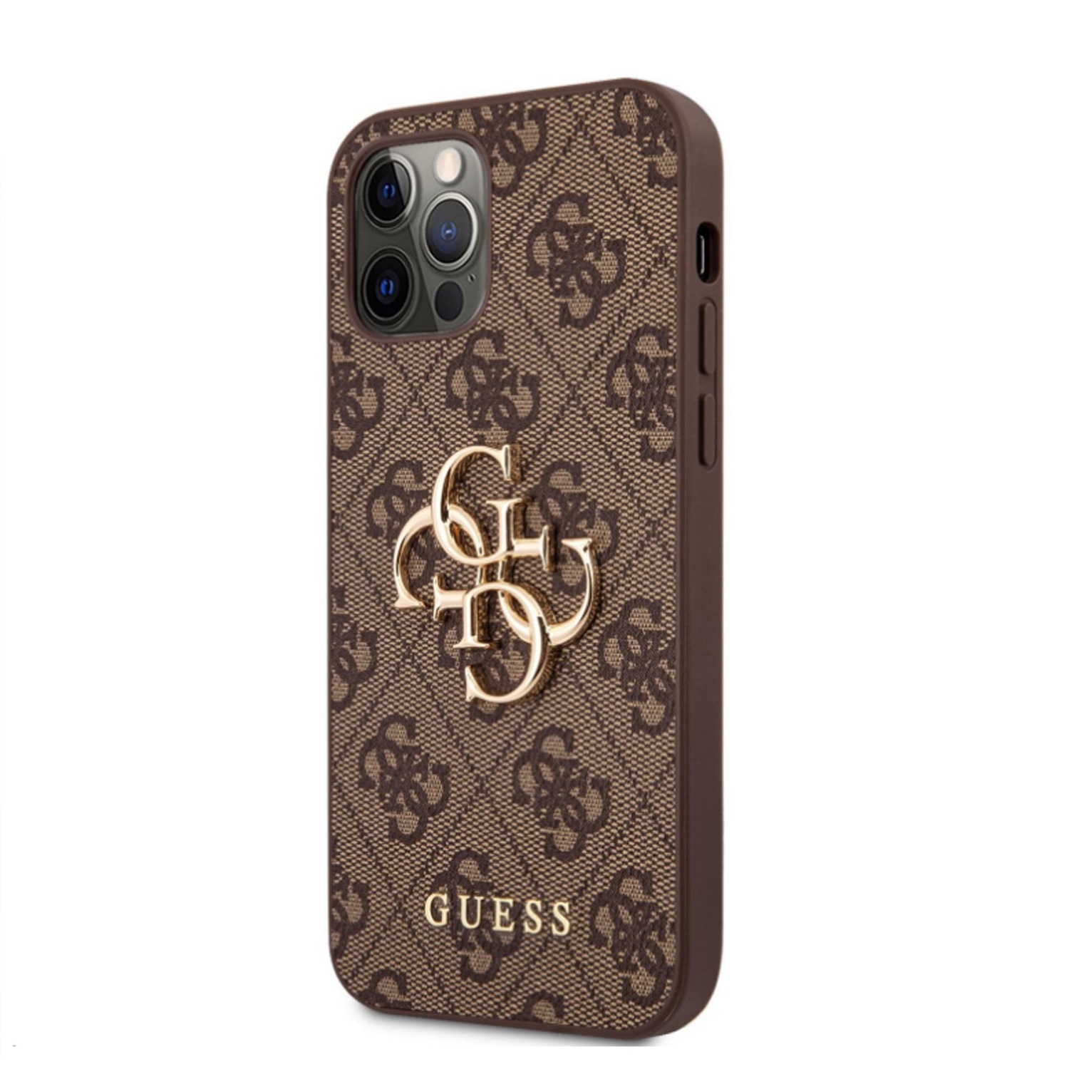 GUESS Калъф Apple iPhone 14 Pro Max, Metal Logo, кафяв - GUHCP14X4GMGBR