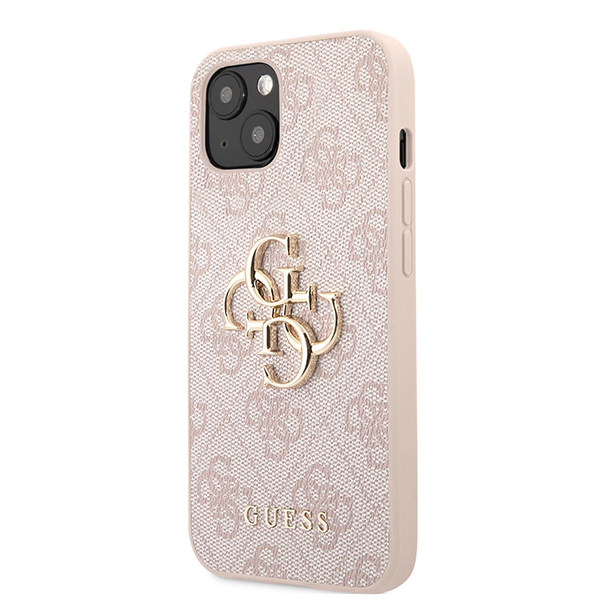 GUESS Калъф Apple iPhone 14 Pro, Metal Logo, розов - GUHCP14L4GMGPI