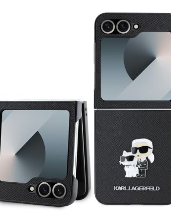 Karl Lagerfeld Калъф Samsung Z Flip 6/ Z Flip 7 FE, PU Saffiano Karl and Choupette, черен - KLHCZF6SAPKCNPK