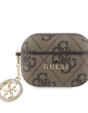 GUESS Калъф Airpods 4, 4G Script PC/PU Charm, кафяв - GUA4P4E4CDW