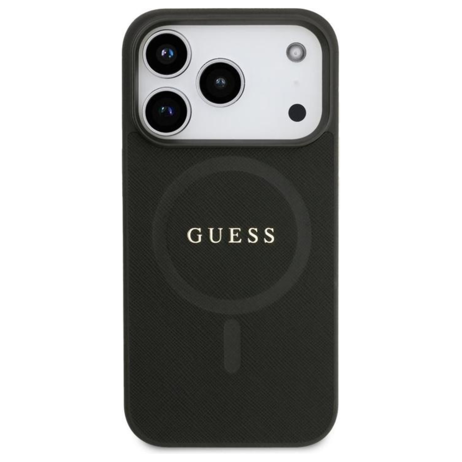 GUESS Калъф Apple iPhone 17 Pro, Saffiano Classic Logo MagSafe, черен - GUHMP17LPSAHMCK