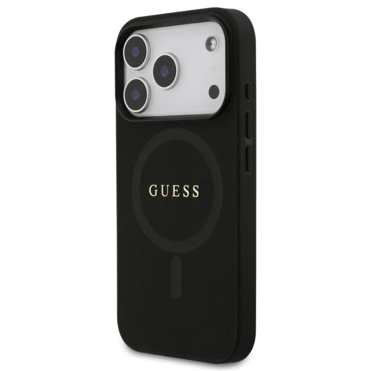 GUESS Калъф Apple iPhone 17 Pro, Saffiano Classic Logo MagSafe, черен - GUHMP17LPSAHMCK