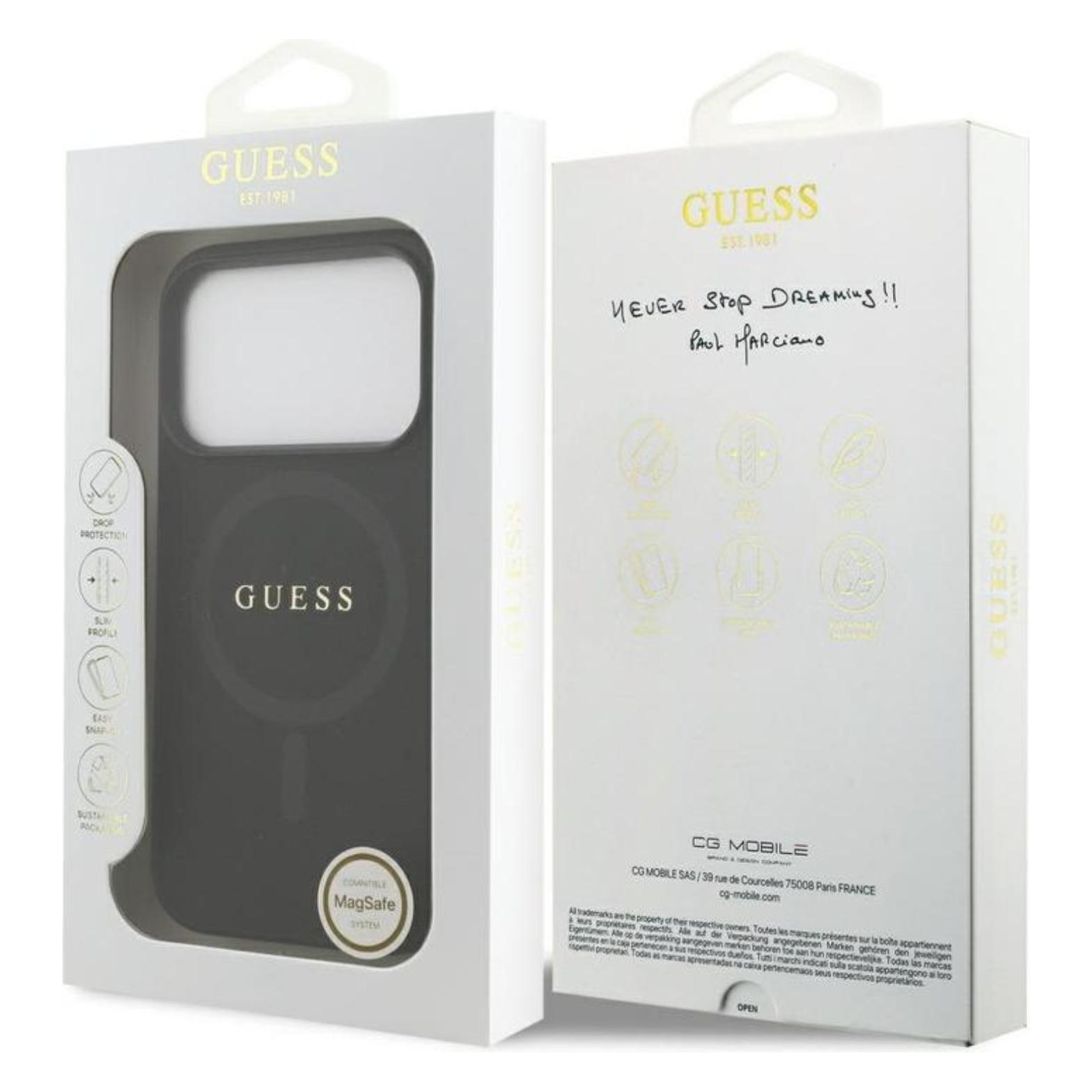 GUESS Калъф Apple iPhone 17 Pro, Saffiano Classic Logo MagSafe, черен - GUHMP17LPSAHMCK