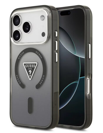 GUESS Калъф Apple iPhone 17 Pro, IML Gradient Triangle Logo MagSafe, черен - GUHMP17LHGTMLCGK