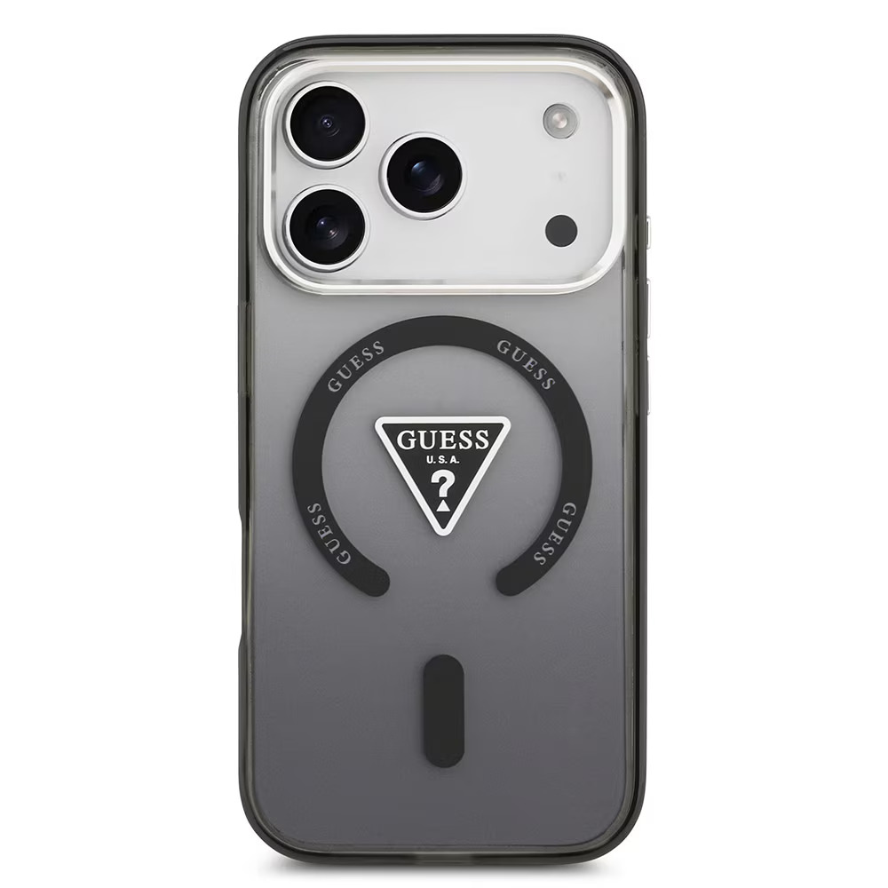 GUESS Калъф Apple iPhone 17 Pro, IML Gradient Triangle Logo MagSafe, черен - GUHMP17LHGTMLCGK