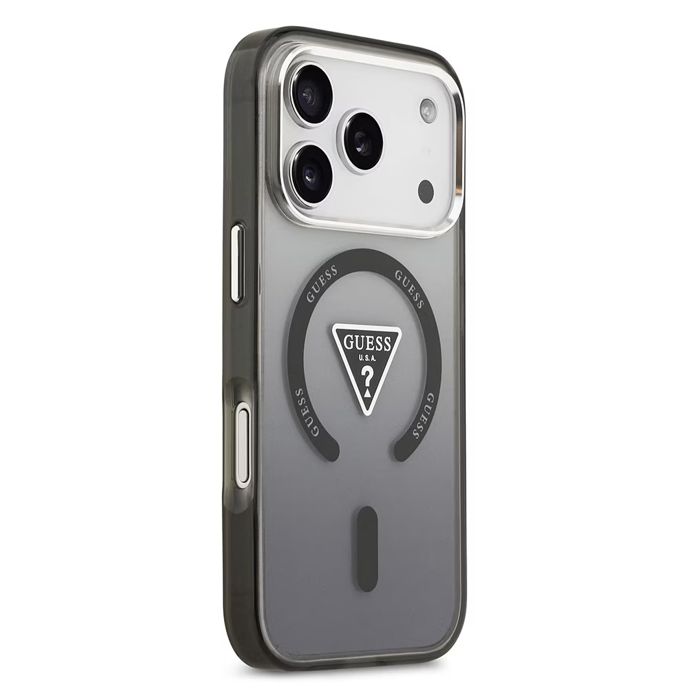 GUESS Калъф Apple iPhone 17 Pro, IML Gradient Triangle Logo MagSafe, черен - GUHMP17LHGTMLCGK