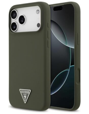 GUESS Калъф Apple iPhone 17 Pro, Silicone Triangle Logo MagSafe, khaki - GUHMP17LSCTRLMA