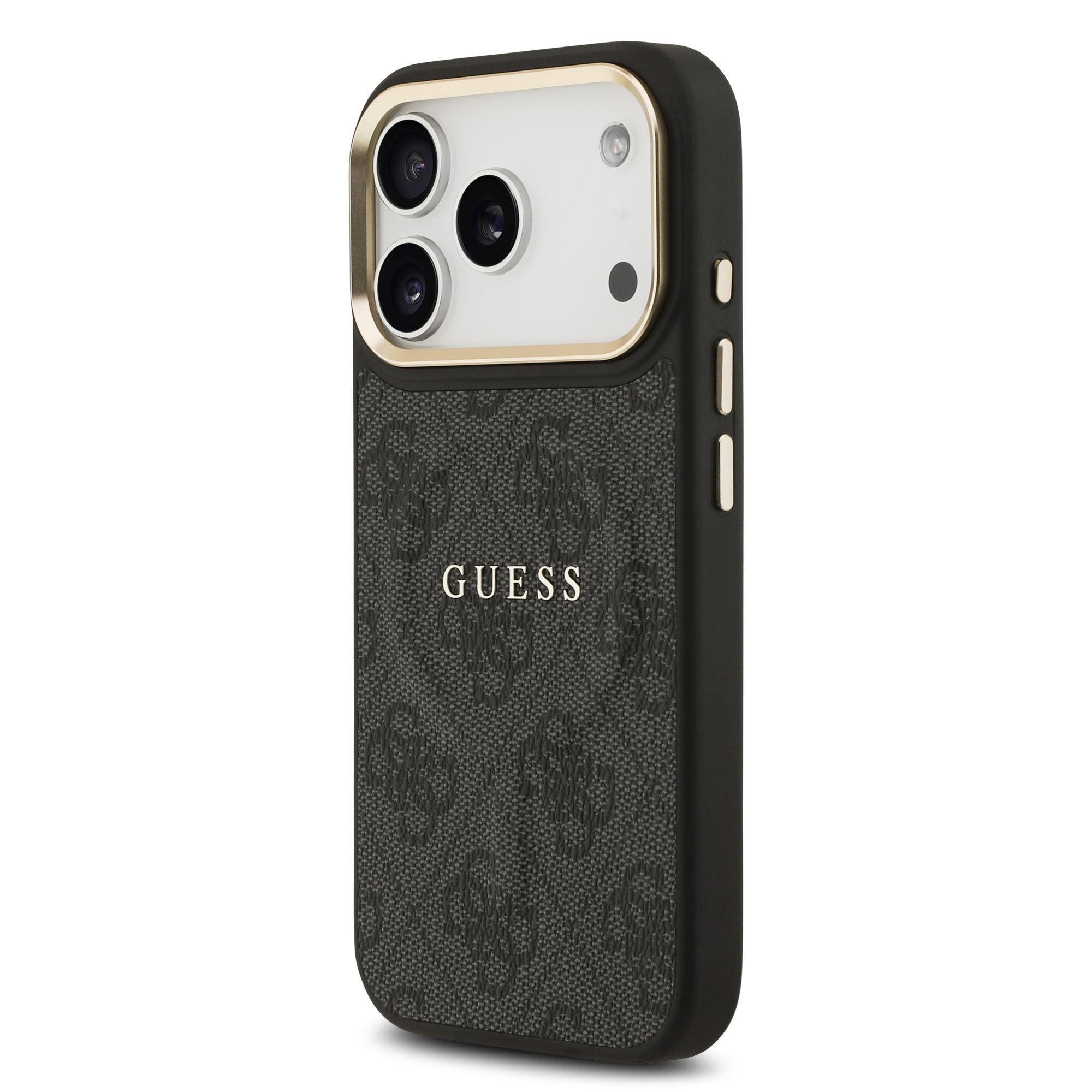 GUESS Калъф Apple iPhone 17 Pro, PU Leather 4G Gold Frame MagSafe, черен - GUHMP17LP4MSEGCK