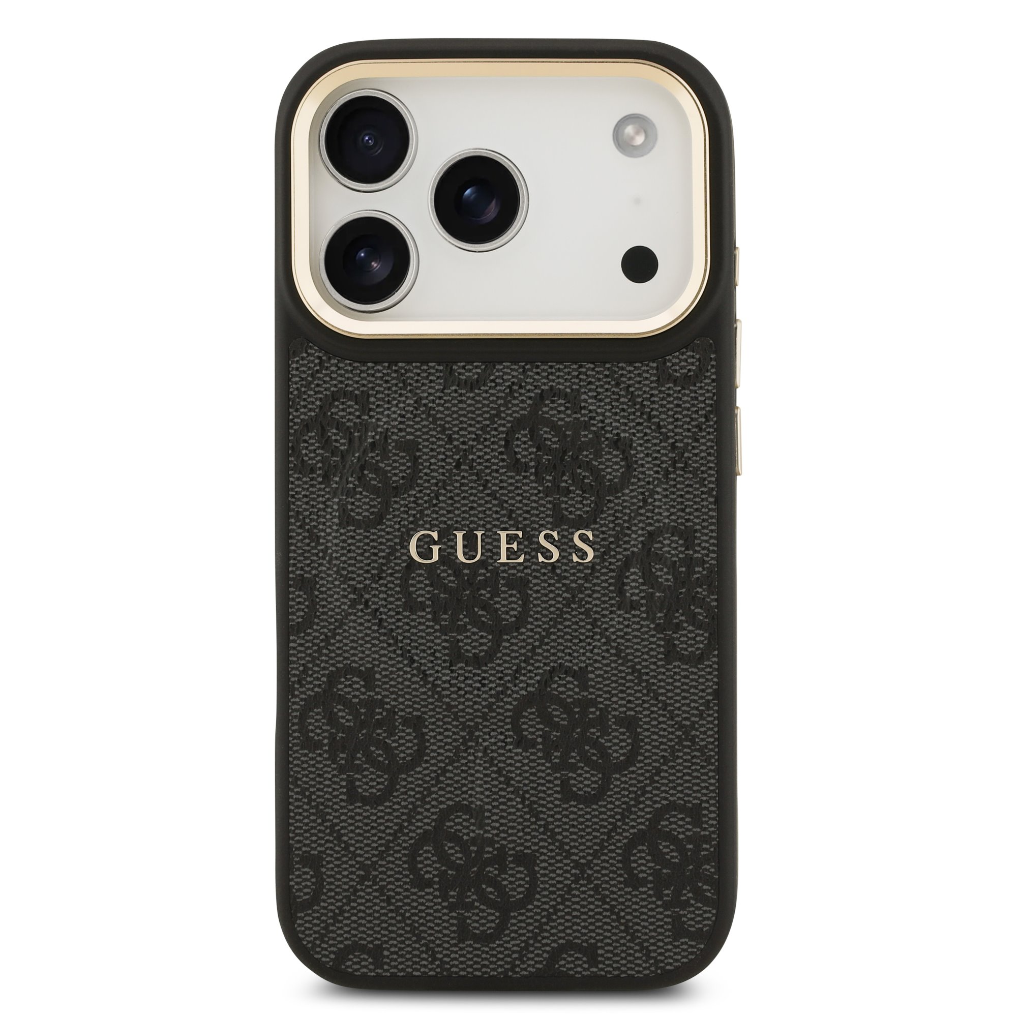 GUESS Калъф Apple iPhone 17 Pro, PU Leather 4G Gold Frame MagSafe, черен - GUHMP17LP4MSEGCK