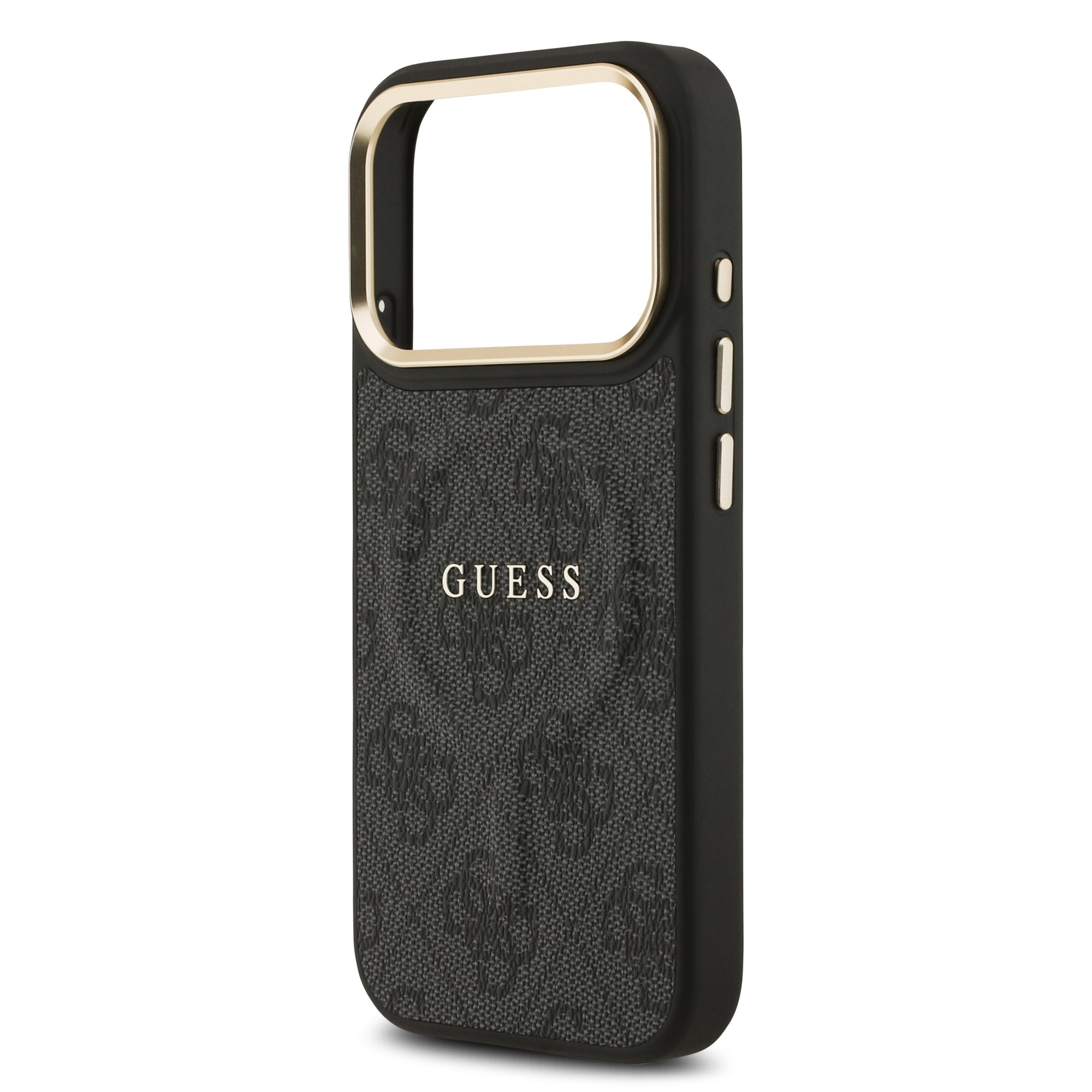 GUESS Калъф Apple iPhone 17 Pro, PU Leather 4G Gold Frame MagSafe, черен - GUHMP17LP4MSEGCK